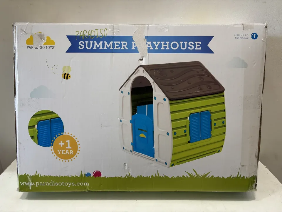 Paradiso Toys Summer Playhouse in manufacturer carton with scuffed edges