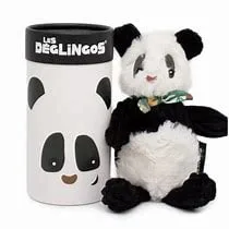 Les Déglingos Rototos the Panda small simply plush soft toy in white panda-themed gift tube, suitable from birth