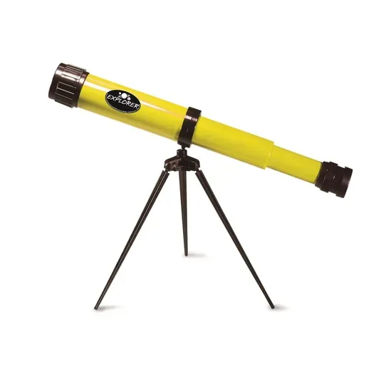 Navir Explorer Telescope 15-25x35 in yellow with black metal tripod, a kids telescope with tripod for ages 6 and over