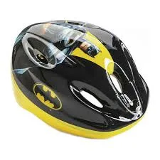 DINO Bikes Batman kids helmet in black and yellow with Batman logo graphic, adjustable fit for ages 3 and above, shown on white background