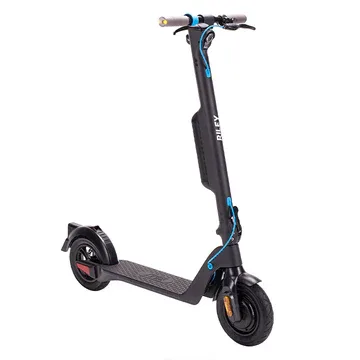 Riley RS1 black and blue electric scooter with 350W motor, removable battery, LED display and triple braking system for adult commuting