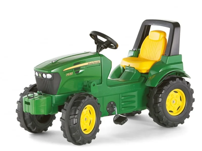Rolly Toys Farmtrac Premium John Deere 7930 green and yellow pedal tractor with opening bonnet and adjustable seat, ages 3-8