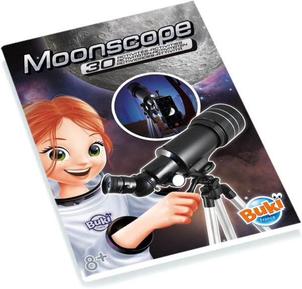 MoonScope - 30 Activities Telescope with Smartphone Holder. Leaflet.