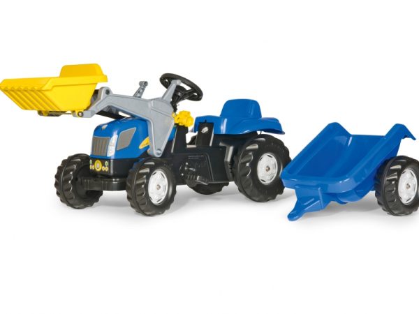 Rolly Kid New Holland TVT 190 Tractor with Frontloader and Trailer (Ages 2 - 5) (Product image featuring tractor with trailer)