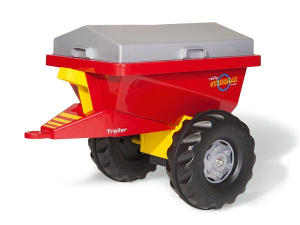 Rolly Streumax Spreader. Red, Grey and Yellow attachment for Rolly Toys Tractors. Product Image