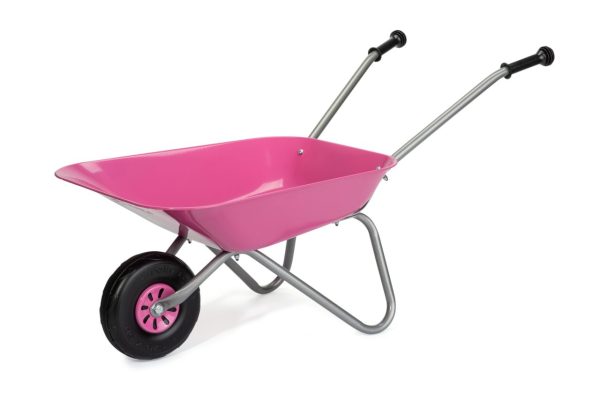 Rolly Wheelbarrow (Pink Metal) Ages 2+ - pink and silver wheelbarrow toy - product iamge