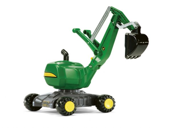 Rolly Diggers John Deere Mobile 360 Degree Excavator. Green toy digger on white background.