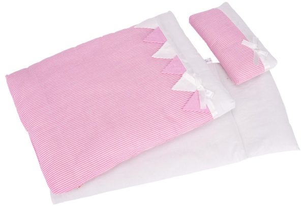 Bedding Set for Dolls (pink stripes)