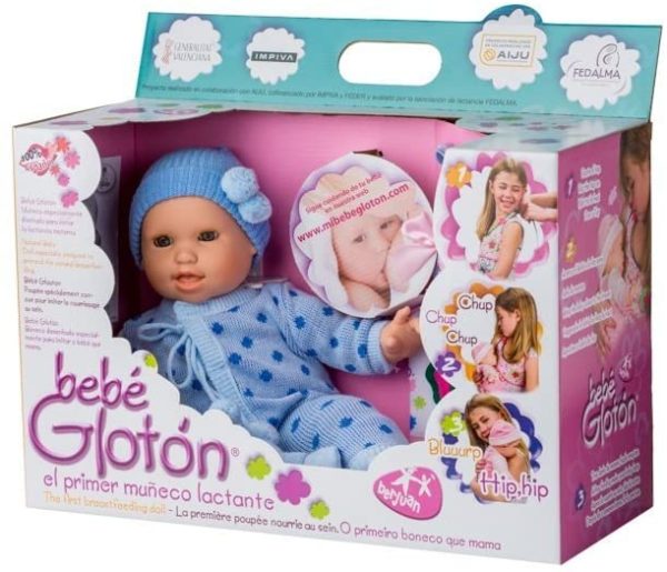 Bebe Gloton - Educational Dolls - Boy. Boxed product of toy boy doll.
