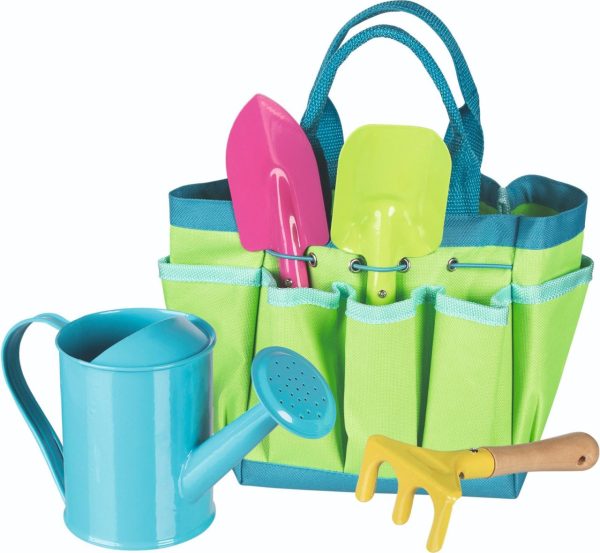 Garden tools with bag - product image, featuring trowl, shovel, watering can etc.