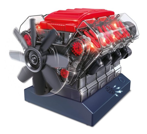Buki Toys V8 Engine Model Kit - Educational Automotive Engineering Toy. Image displaying the final build of the V8 Engine.