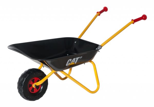 Rolly Wheelbarrow (Ages 2+) - Children playing with the CAT Metal Wheelbarrow in the garden
