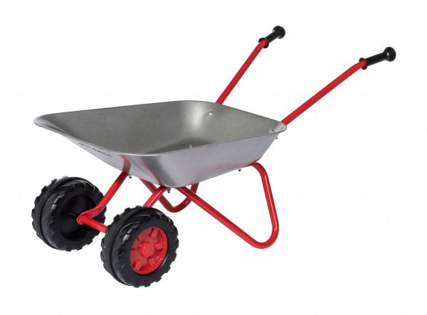 Rolly Wheelbarrow (Age 2+) - Silver and Red Metal Children's Toy