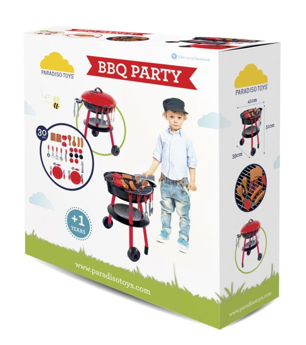 Toy BBQ Party Set.. Product image of box, and packaging.