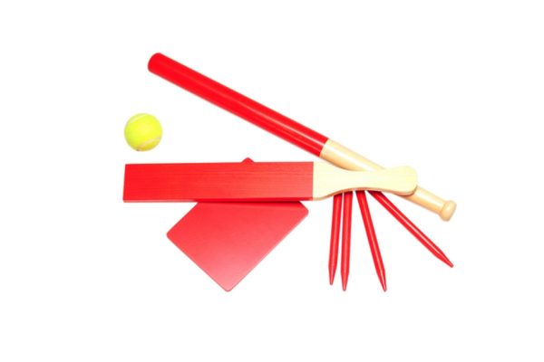 Batting (Ages 8+) - Wooden baseball bat and ball set for outdoor play.