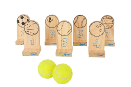Ring Toss Game - Wooden Boards and Tennis Balls for Fun Playtime.