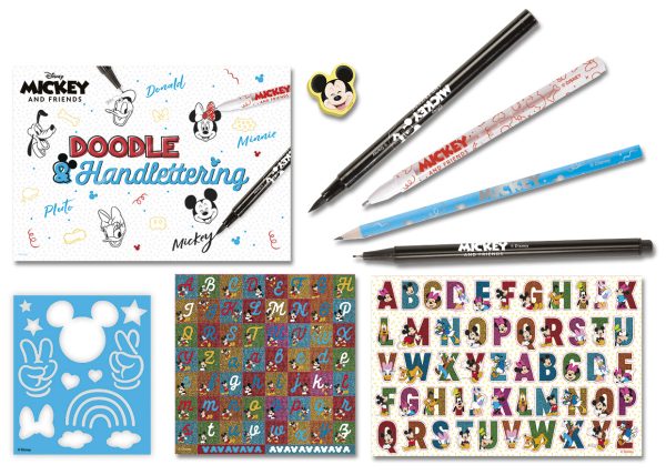 Disney Mickey & Friends - Doodle & Hand Lettering Set. Image of contents within the set.