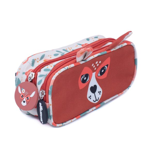 2-ZIP ANIMAL FACE PENCIL CASE MELIMELOS THE DEER - Practical and Playful Pencil Case for Kids. (side view)