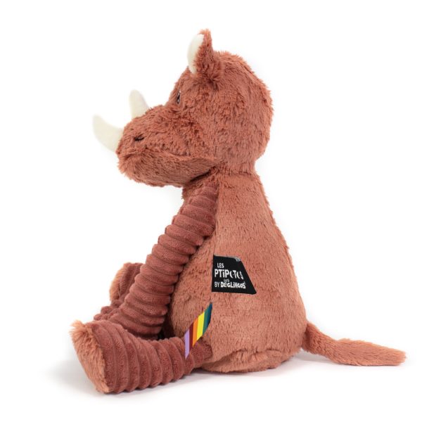 GROSBISOU THE RHINO TERRACOTTA plush toy from Les Ptipotos collection. (side image)