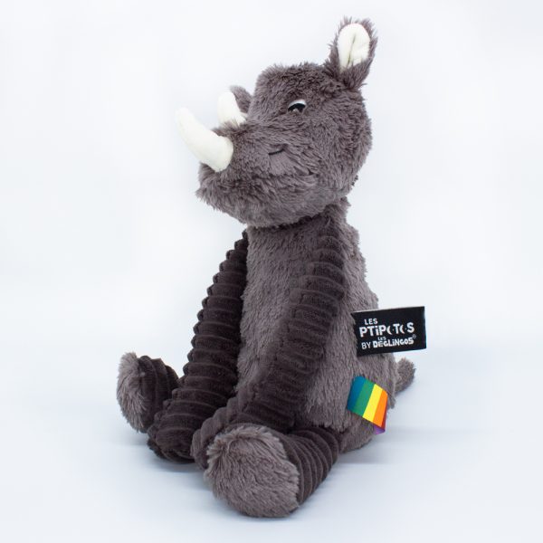 GROSBISOU THE RHINO GREY plush toy from Les Ptipotos collection.