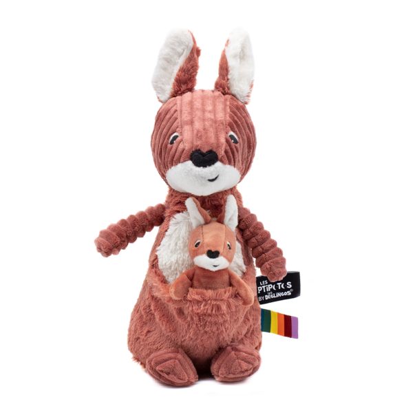 Allezou the Kangaroo Terracotta Mom & Baby – Plush Kangaroo with Joey in Pocket