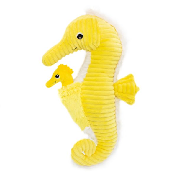 Vibrant yellow PAPADOU SEAHORSE DAD/BABY YELLOW toy duo from Toytastic, sparking ocean-themed adventures and creativity in children.