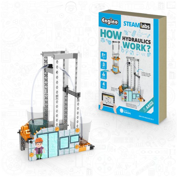"How Hydraulics Work?" Toybook Series - STEM. product Image, showing model and box
