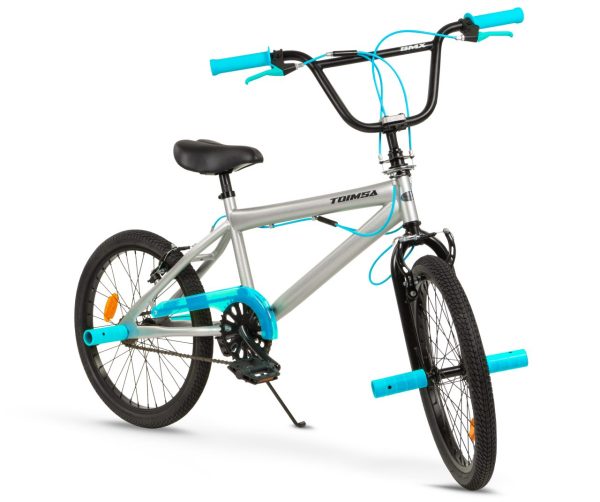 20" BMX Bicycle in Silver and Blue - Stylish Ride for Confident Riders.