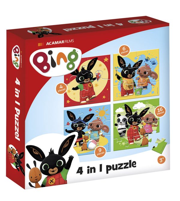 Totum - Bing 4 in 1 Puzzle. Product image of the box. Toddler craft toys