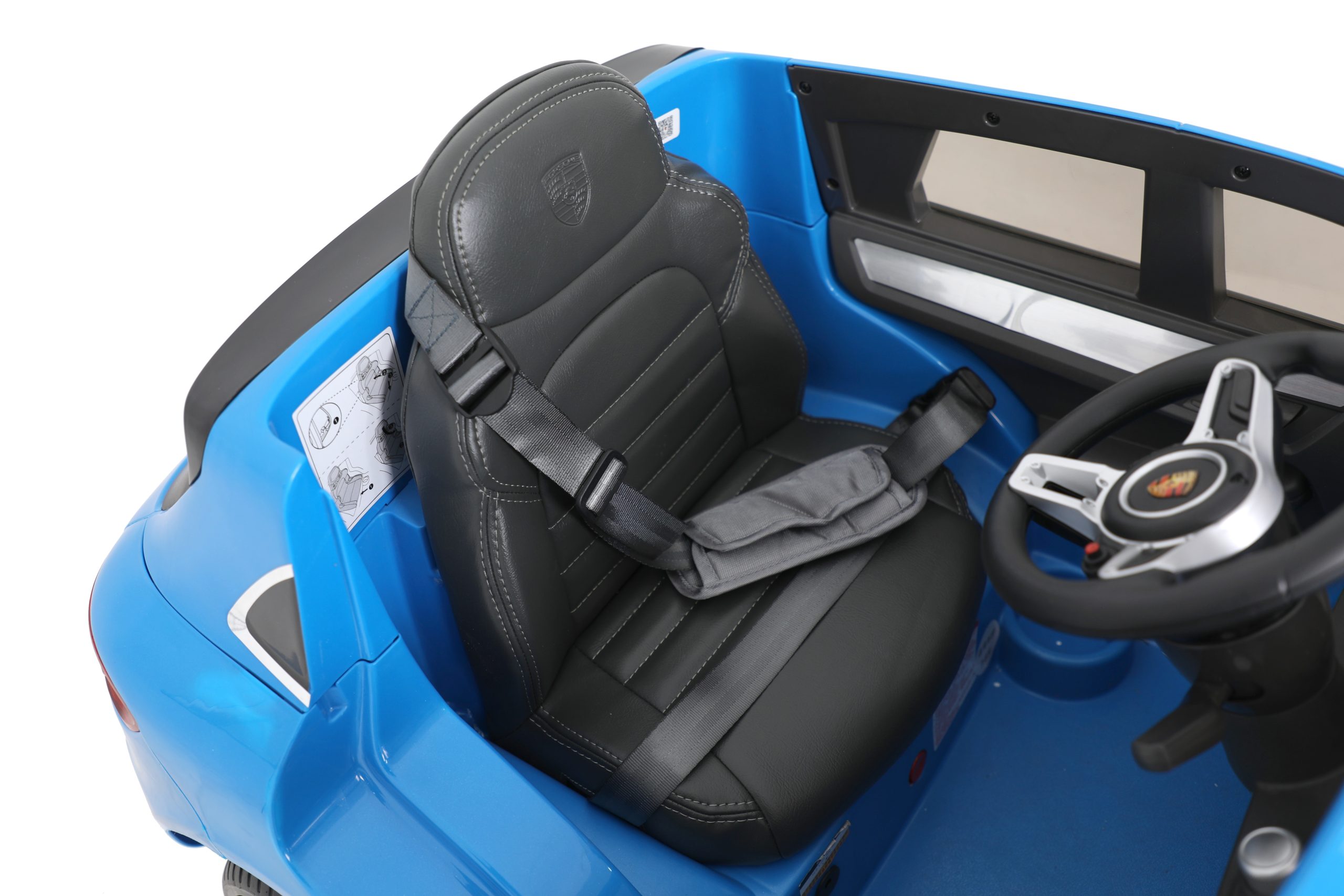 RollPlay - Porsche Macan 12v Premium Car + RC (Blue). Interior, image of seat.