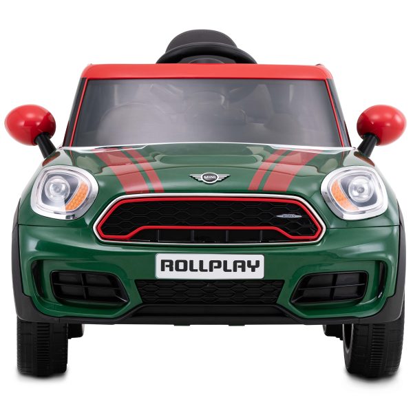 RollPlay - Mini Countryman 12V + RC. Front view of the MINI with Rollplay license plate.
