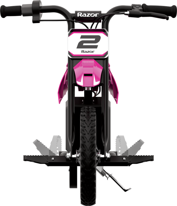 Dirt Rocket MX125 (Pink) - front view of the bike, showing footpegs.
