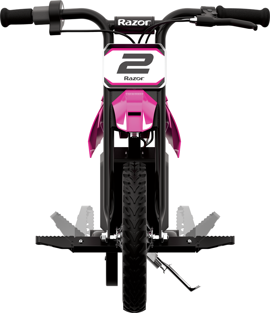 Dirt Rocket MX125 (Pink) - front view of the bike, showing footpegs.