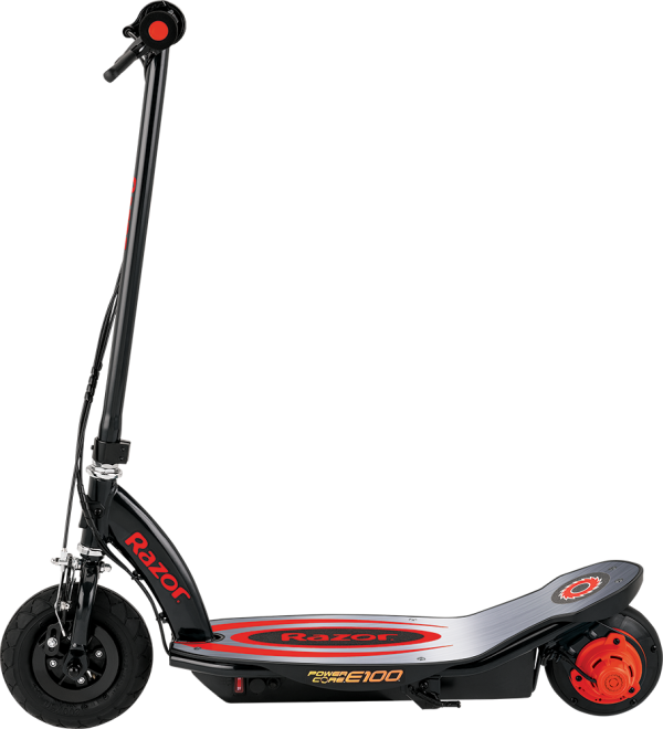 Razor E100 Electric Scooter (Red) - side view of the scooter