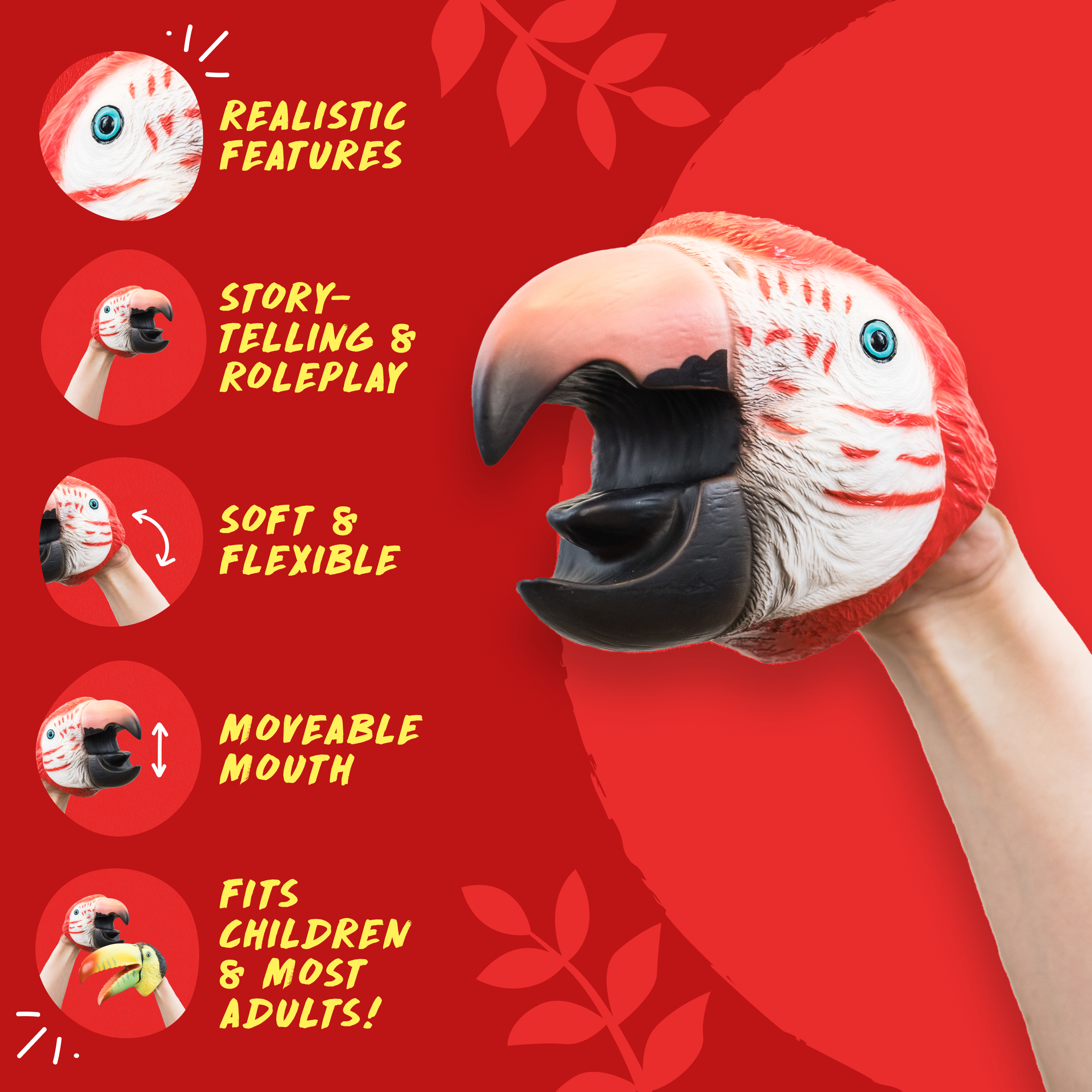 Wild Thingz Hand Puppet - Red Macaw