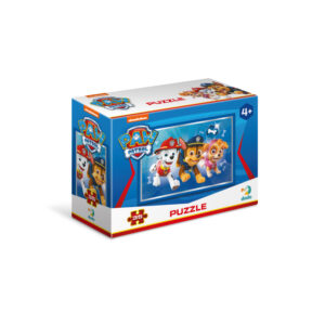The box for the DODO Paw Patrol Mini Jigsaw Puzzle, showing the 35-piece puzzle of Marshall, Chase, and Skye ready for action.