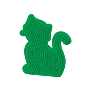 The SES Creative Beedz Cat Pegboard, a green, cat-shaped pegboard for creating designs with iron-on beads.