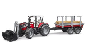 Massey Ferguson 7480 with frontloader and timber trailer