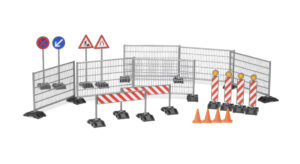 Accessories Construction set: railings, site signs and pylon