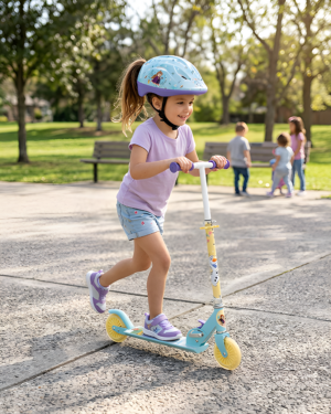 Disney Frozen 2-Wheel Kids Scooter – Foldable Scooter with Adjustable Handlebar