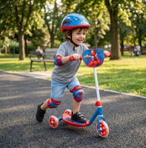 Marvel Spider-Man 3-Wheel Kids Scooter – My First Scooter with Stable Lean-to-Steer Design