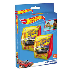 YMondo retail packaging for Hot Wheels arm bands showing dimensions of 15cm x 23cm for children.