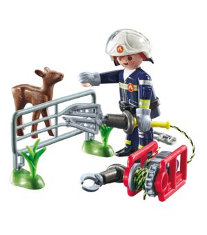 Playmobil Firefighter Animal Rescue Playset – Fire Rescue Toy with Figures, Animals & Accessories