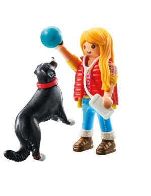 Playmobil Woman with Mountain Dog Playset – Outdoor Figure Set with Large Dog & Accessories