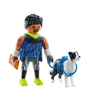 Playmobil Jogger with Border Collie Playset – Running Figure Set with Dog & Accessories