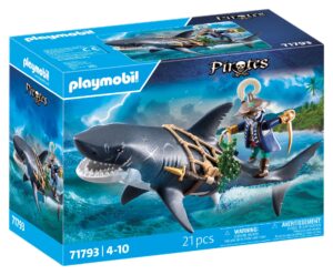 Playmobil Pirates Giant Shark with Biting Function – Interactive Sea Creature Toy with Figure & Accessories