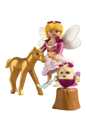 Playmobil Golden Unicorn Foal with Fairy – Magical Fantasy Playset with Figure & Accessories