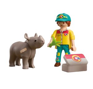Playmobil DuoPack Ranger with Rhino – Wildlife Adventure Figure Set with Accessories